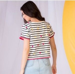 THML by Anthropologie Embroidered with fringe top